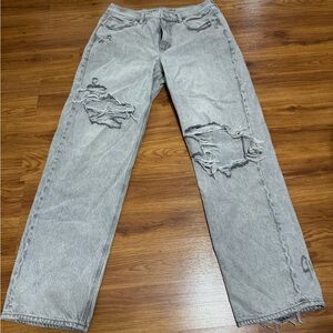 American Eagle Outfitters Gray Distressed Boyfriend Jeans
